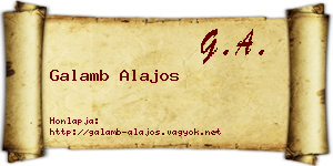 Galamb Alajos névjegykártya